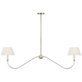 Ingela 65" Linear Chandelier | Polished Nickel | Silk Pleat Shades