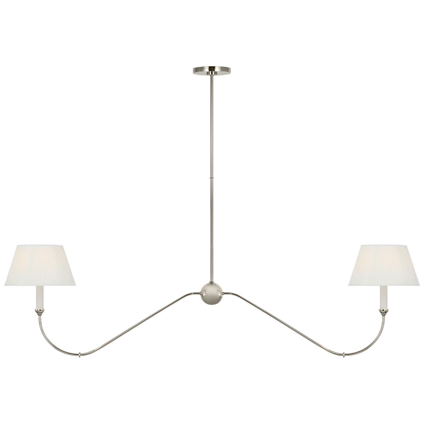 Ingela 65" Linear Chandelier | Polished Nickel | Silk Pleat Shades