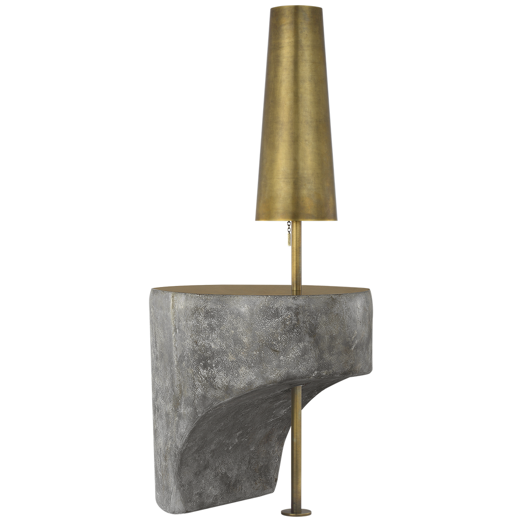 Runia 49" Sculpted Side Table Floor Lamp | Eclipse | Mottled Brass