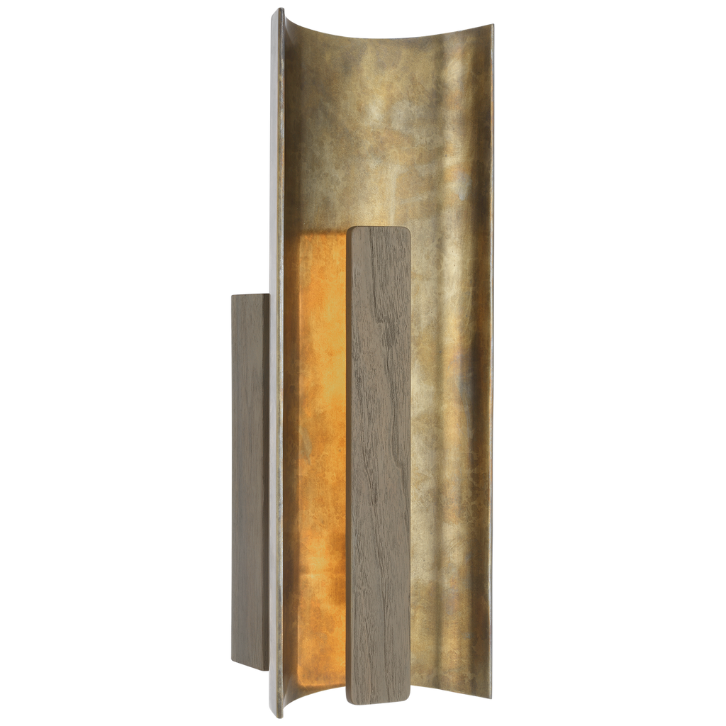 Remi 18" Sconce | Mottled Brass and Warm Walnut