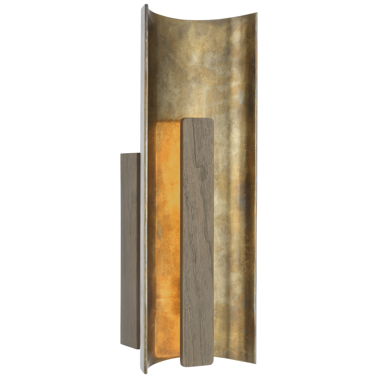 Remi 18" Sconce | Mottled Brass and Warm Walnut