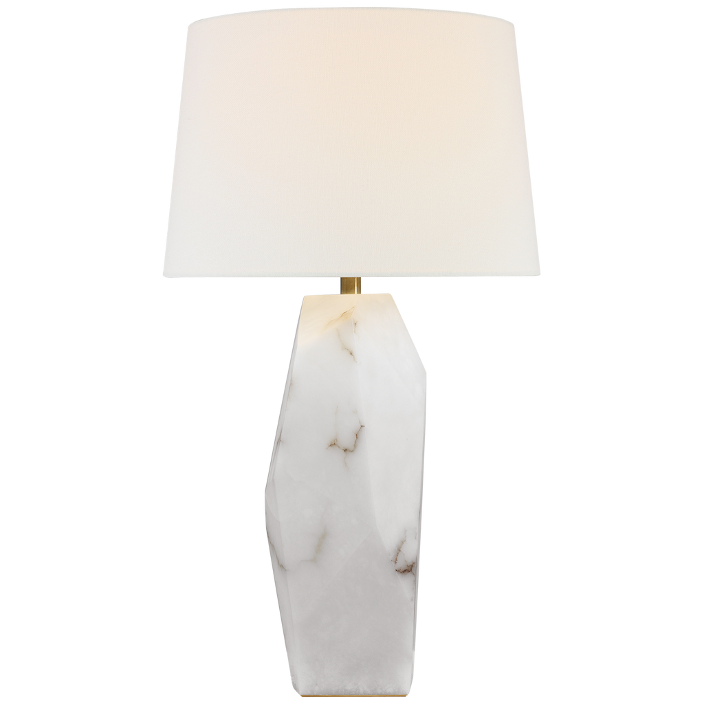 Crystallo 32" Faceted Table Lamp | Alabaster | Linen Shade
