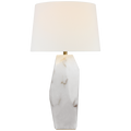 Crystallo 32" Faceted Table Lamp | Alabaster | Linen Shade