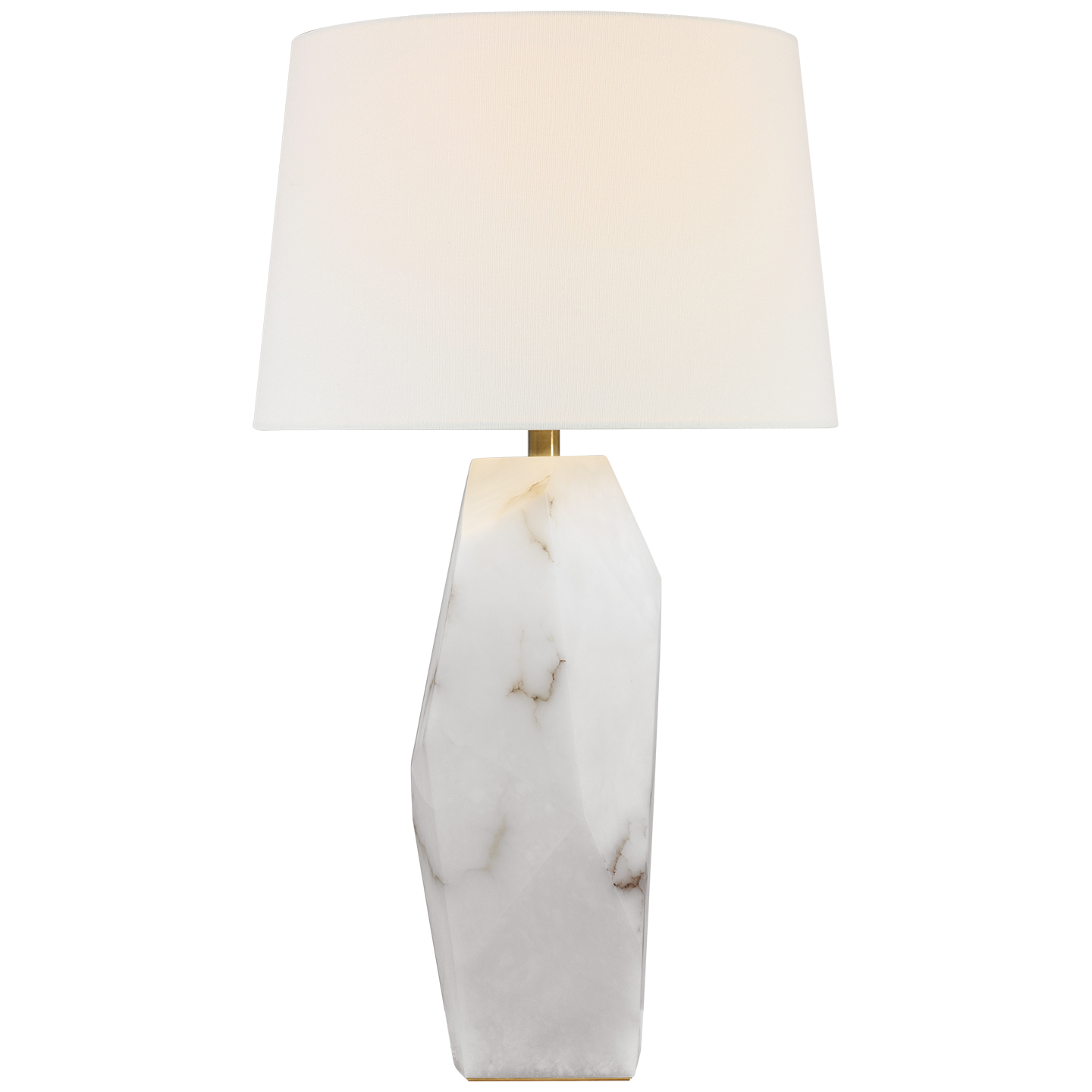 Crystallo 32" Faceted Table Lamp | Alabaster | Linen Shade
