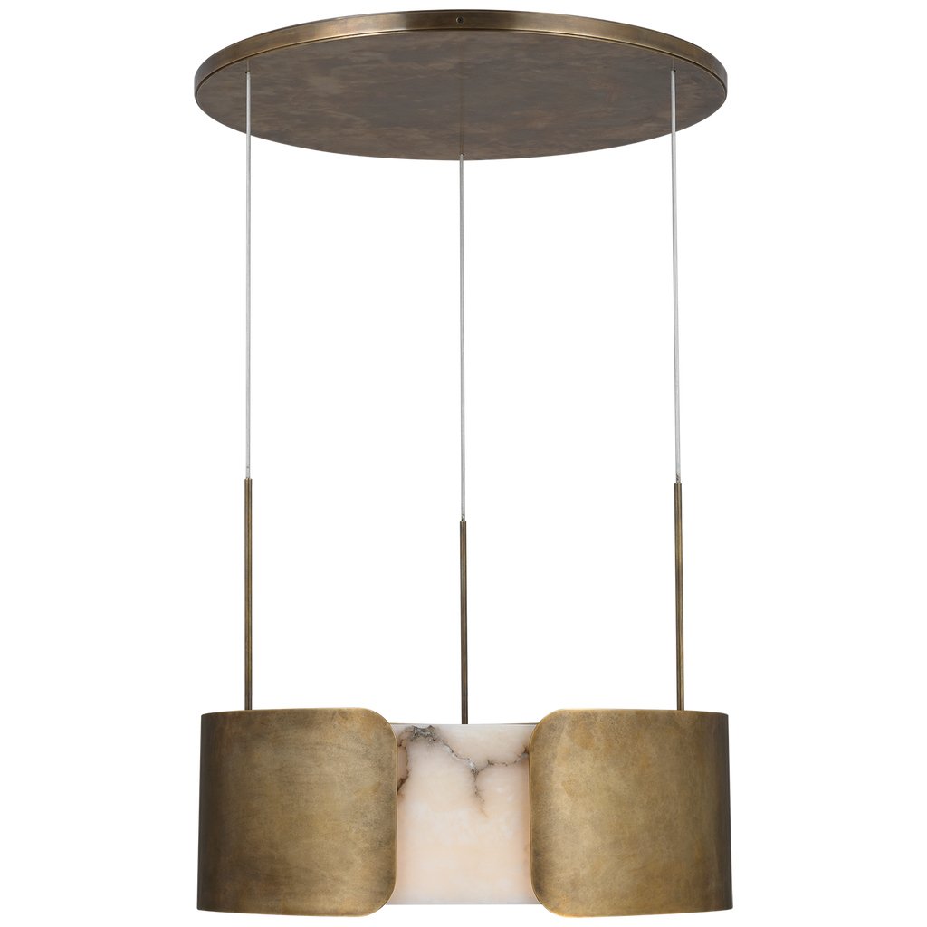 Armise 28" Drum Chandelier | Mottled Brass | Alabaster