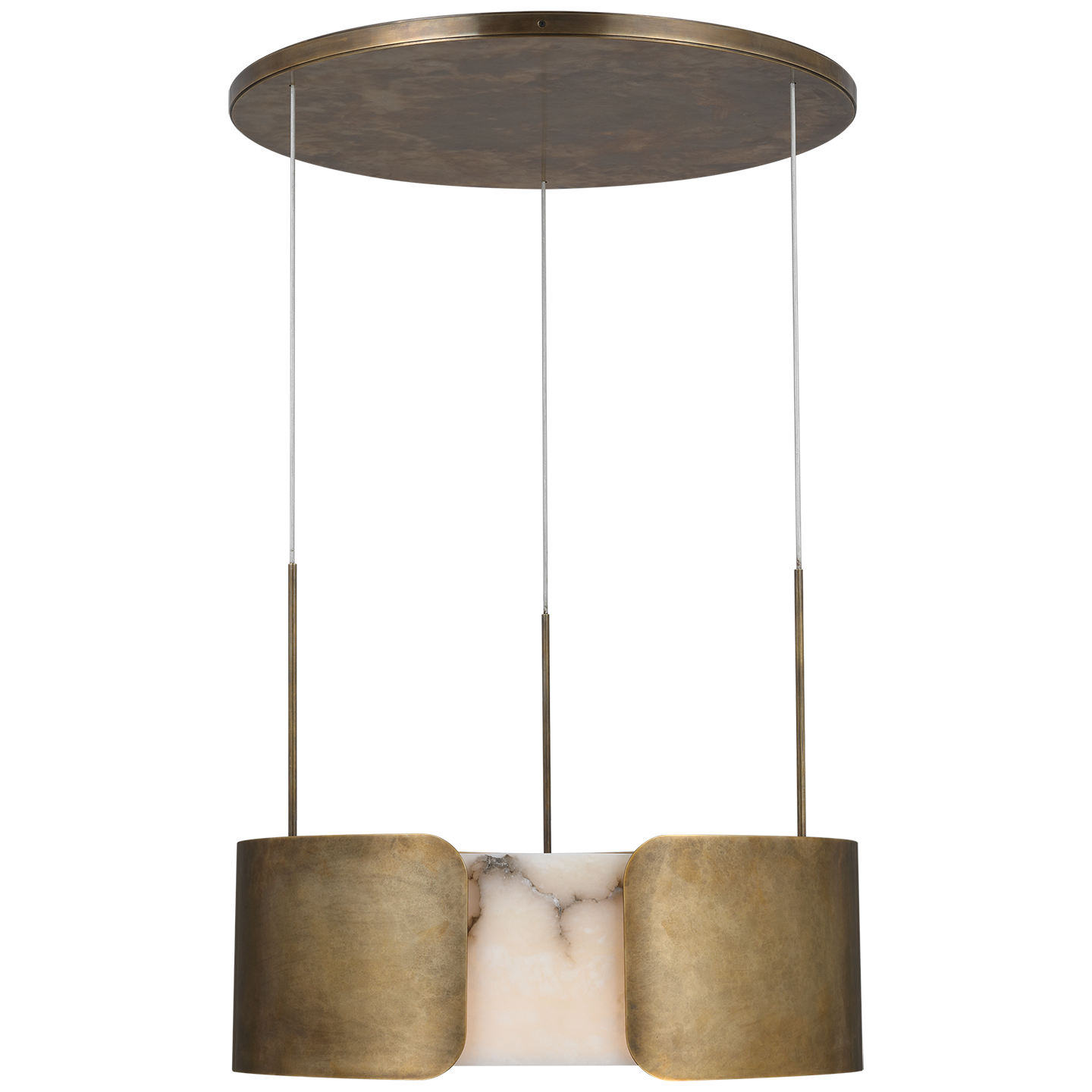 Armise 28" Drum Chandelier | Mottled Brass | Alabaster