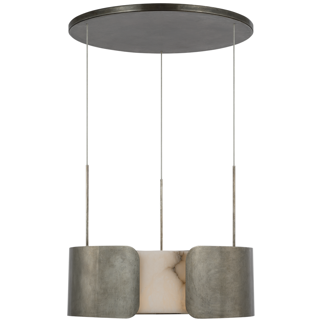Armise 28" Drum Chandelier | Mottled Pewter | Alabaster