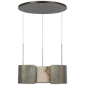 Armise 28" Drum Chandelier | Mottled Pewter | Alabaster