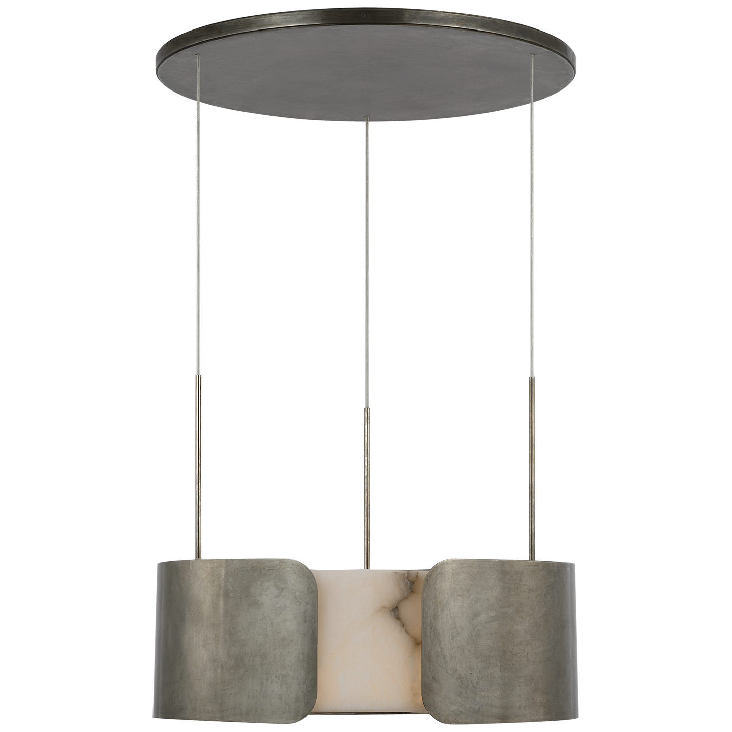 Armise 28" Drum Chandelier | Mottled Pewter | Alabaster