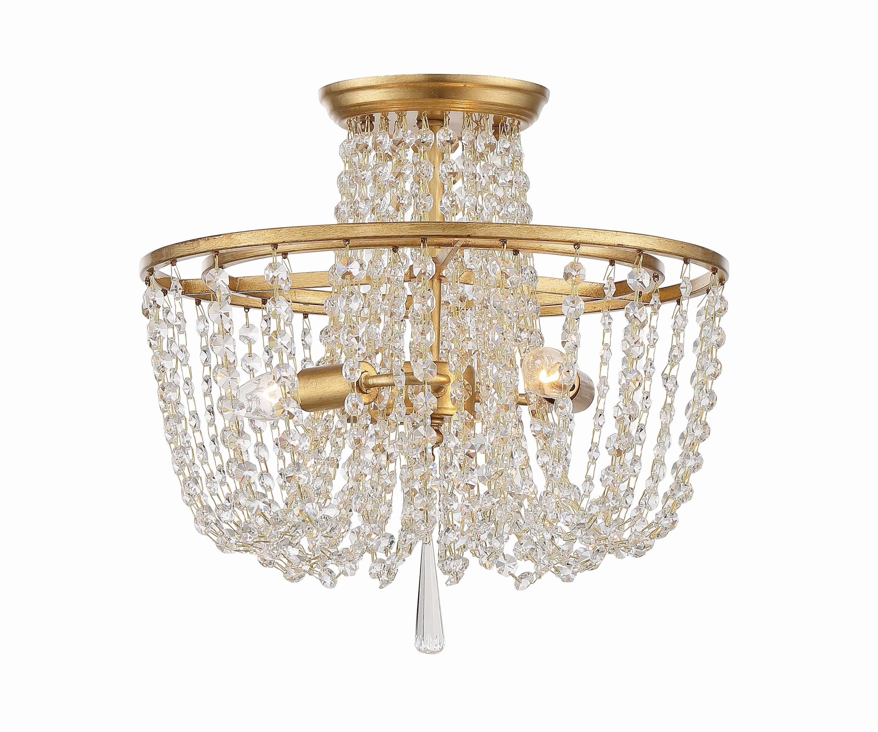 Arcadia 15'' Antique Gold Semi Flush Mount