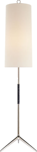 Frankfort Floor Lamp | Polished Nickel | Ebony Accents and Linen Shade