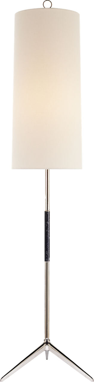 Frankfort Floor Lamp | Polished Nickel | Ebony Accents and Linen Shade