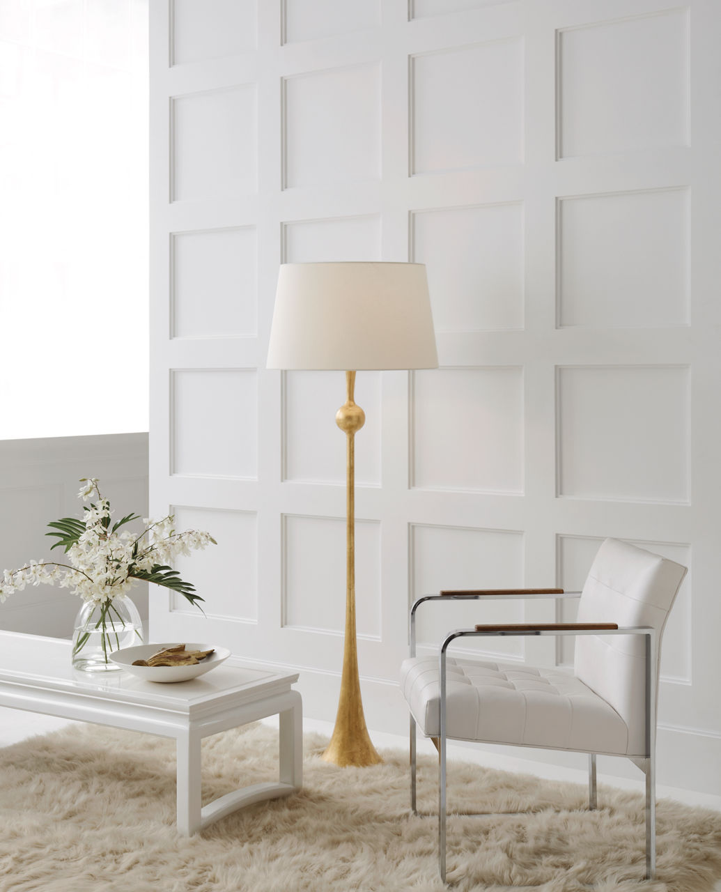 Dover Floor Lamp | Gild | Linen Shade