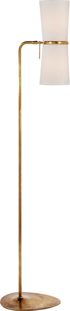 Clarkson Floor Lamp | Hand-Rubbed Antique Brass | Linen Shades