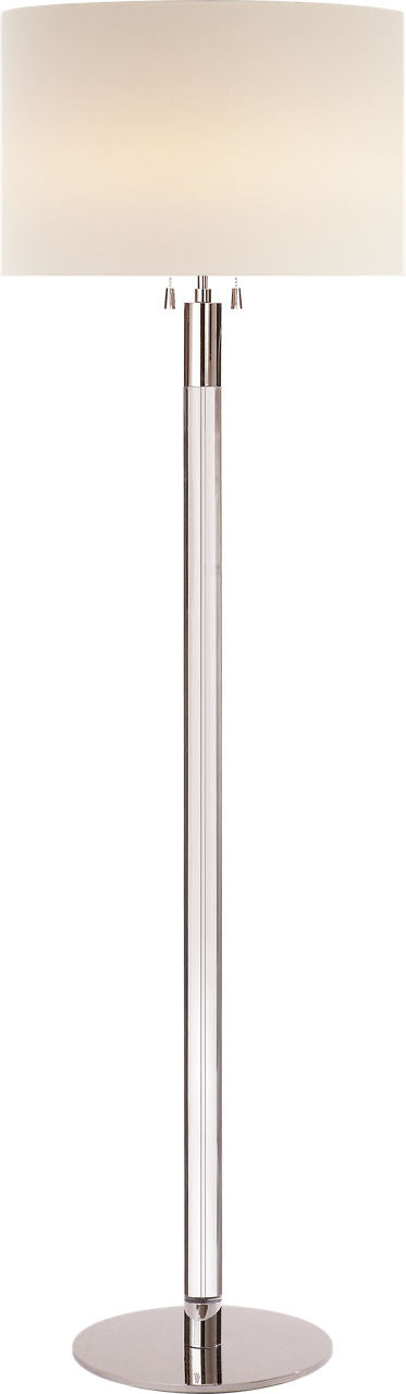 Riga Floor Lamp | Clear Glass and Polished Nickel | Linen Shade
