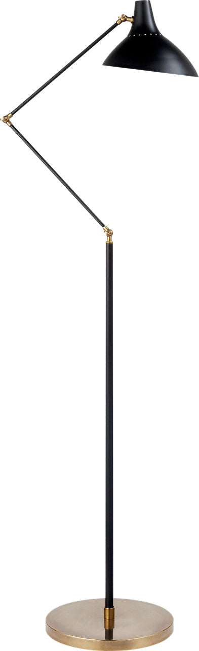 Charlton Floor Lamp | Black and Hand-Rubbed Antique Brass