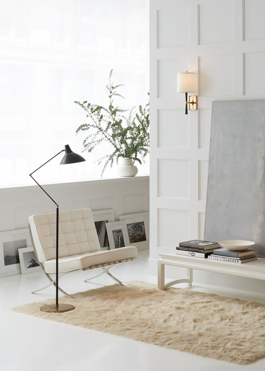 Charlton Floor Lamp | Black and Hand-Rubbed Antique Brass