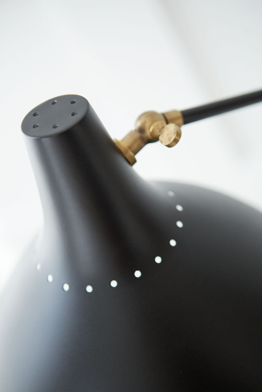 Charlton Floor Lamp | Black and Hand-Rubbed Antique Brass