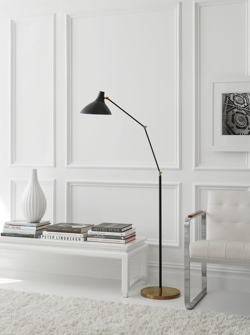 Charlton Floor Lamp | Black and Hand-Rubbed Antique Brass
