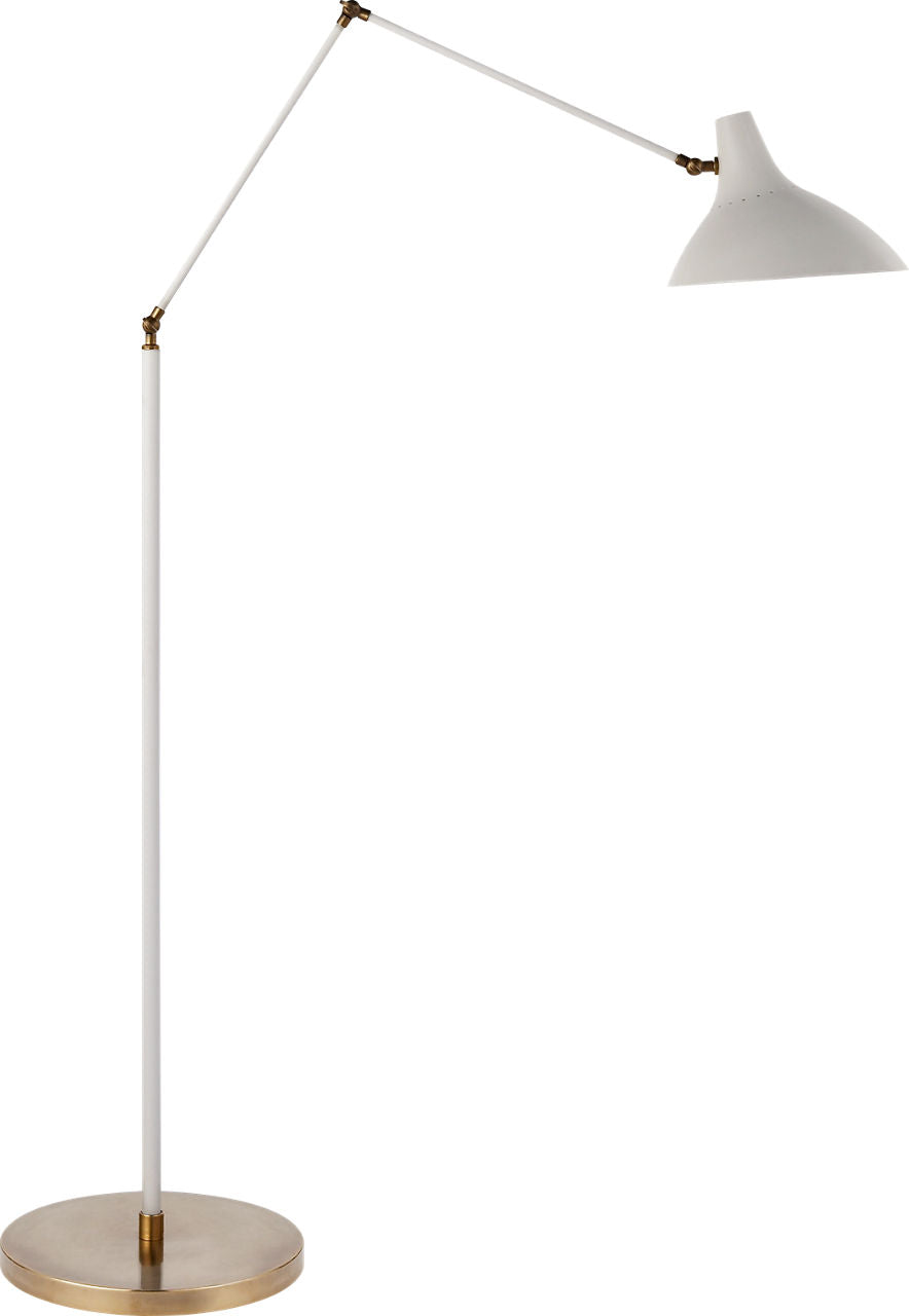 Charlton Floor Lamp | White and Hand-Rubbed Antique Brass