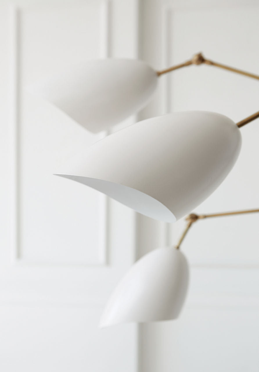 Sommerard Triple Arm Floor Lamp | Hand-Rubbed Antique Brass | White