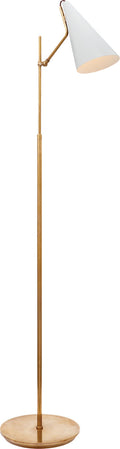 Clemente Floor Lamp | Hand-Rubbed Antique Brass | White