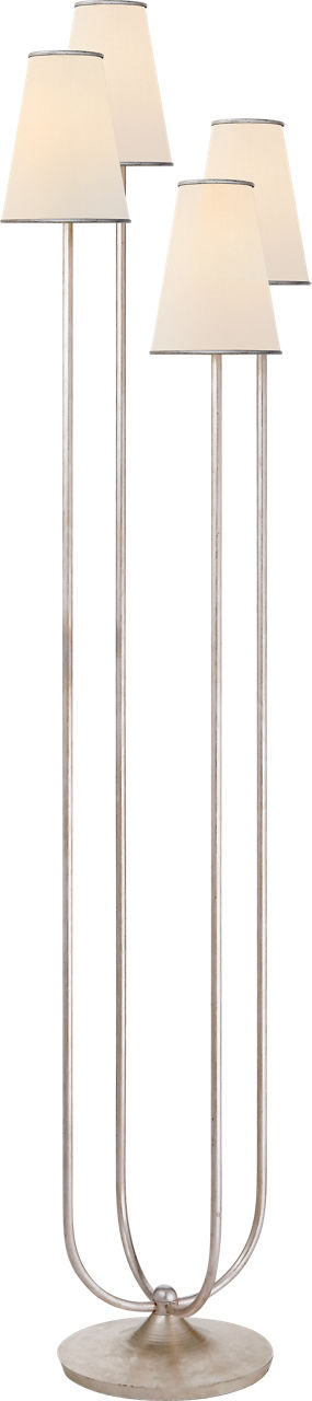 Montreuil Floor Lamp | Burnished Silver Leaf | Linen Shades