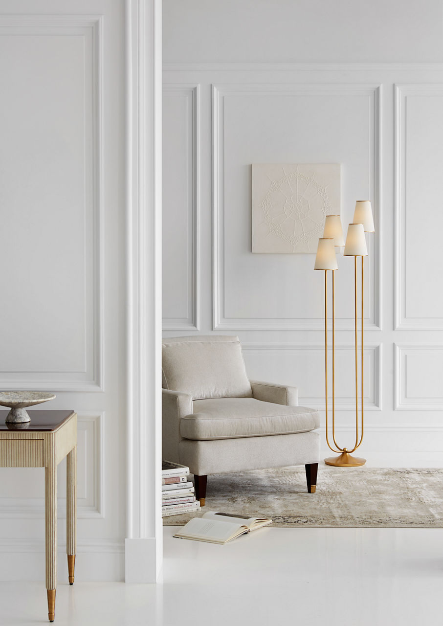 Montreuil Floor Lamp | Gild | Linen Shades