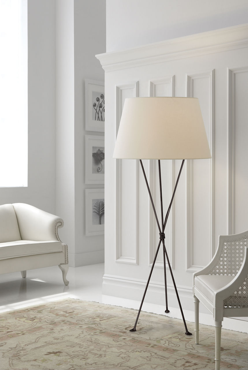 Lebon Floor Lamp | Aged Iron | Linen Shade