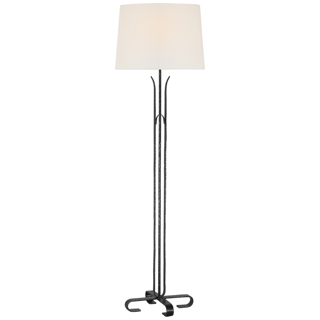 Olivette 63" Forged Floor Lamp | Aged Iron | Linen Shade