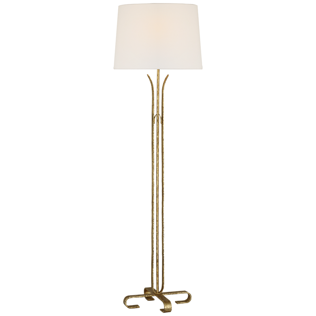 Olivette 63" Forged Floor Lamp | Gilded Iron | Linen Shade