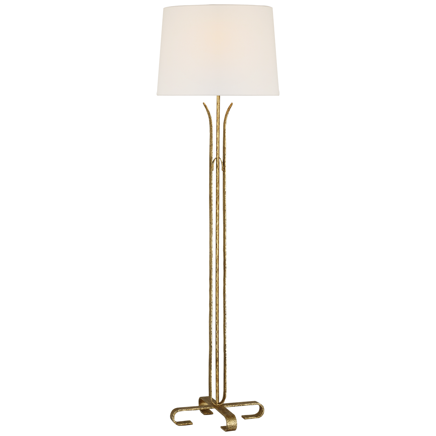 Olivette 63" Forged Floor Lamp | Gilded Iron | Linen Shade