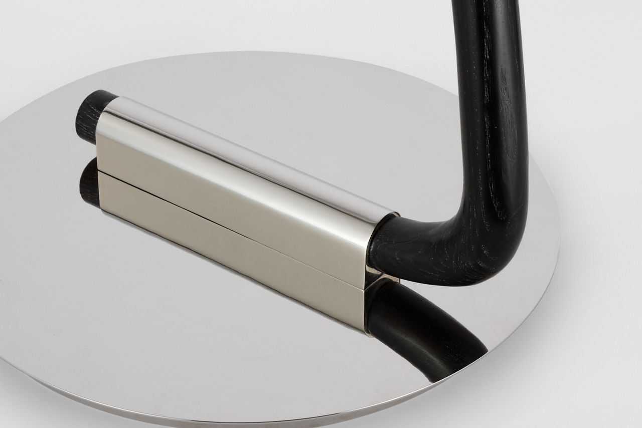 Katia Floor Lamp | Ebony and Polished Nickel | Linen Shade