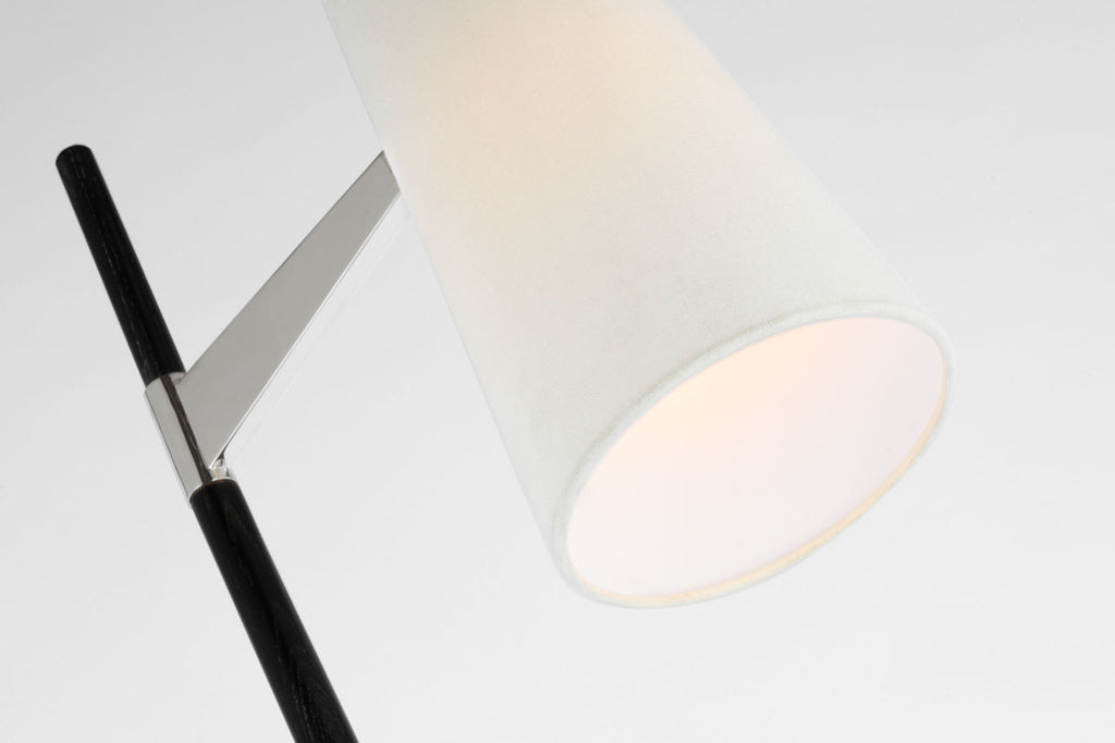 Katia Floor Lamp | Ebony and Polished Nickel | Linen Shade