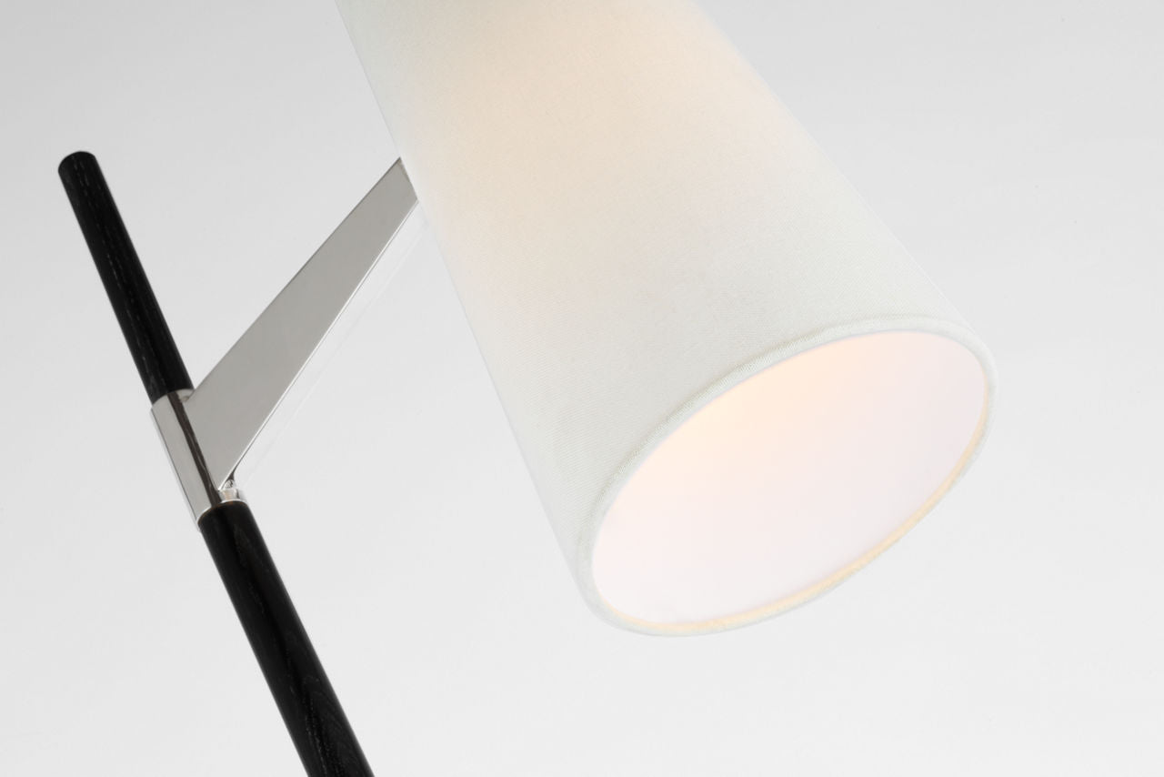 Katia Floor Lamp | Ebony and Polished Nickel | Linen Shade