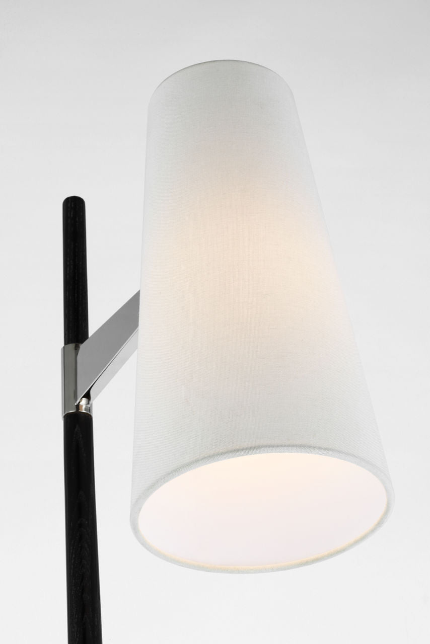 Katia Floor Lamp | Ebony and Polished Nickel | Linen Shade