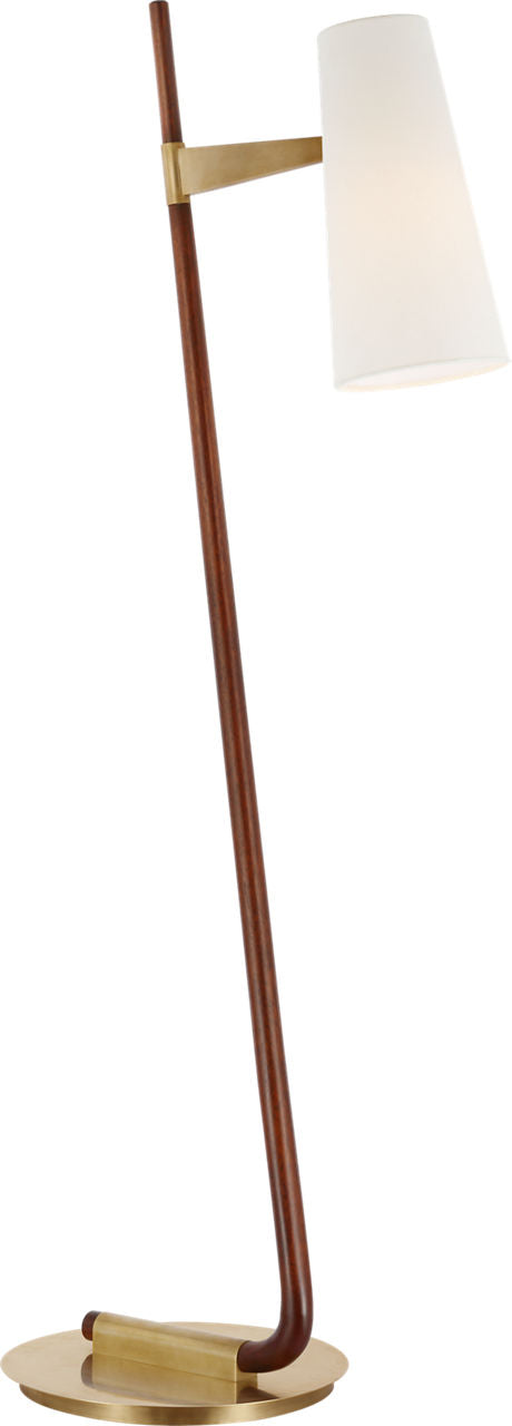 Katia Floor Lamp | Mahogany and Hand-Rubbed Antique Brass | Linen Shade