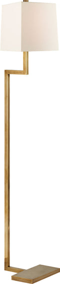Alander Floor Lamp | Hand-Rubbed Antique Brass | Linen Shade