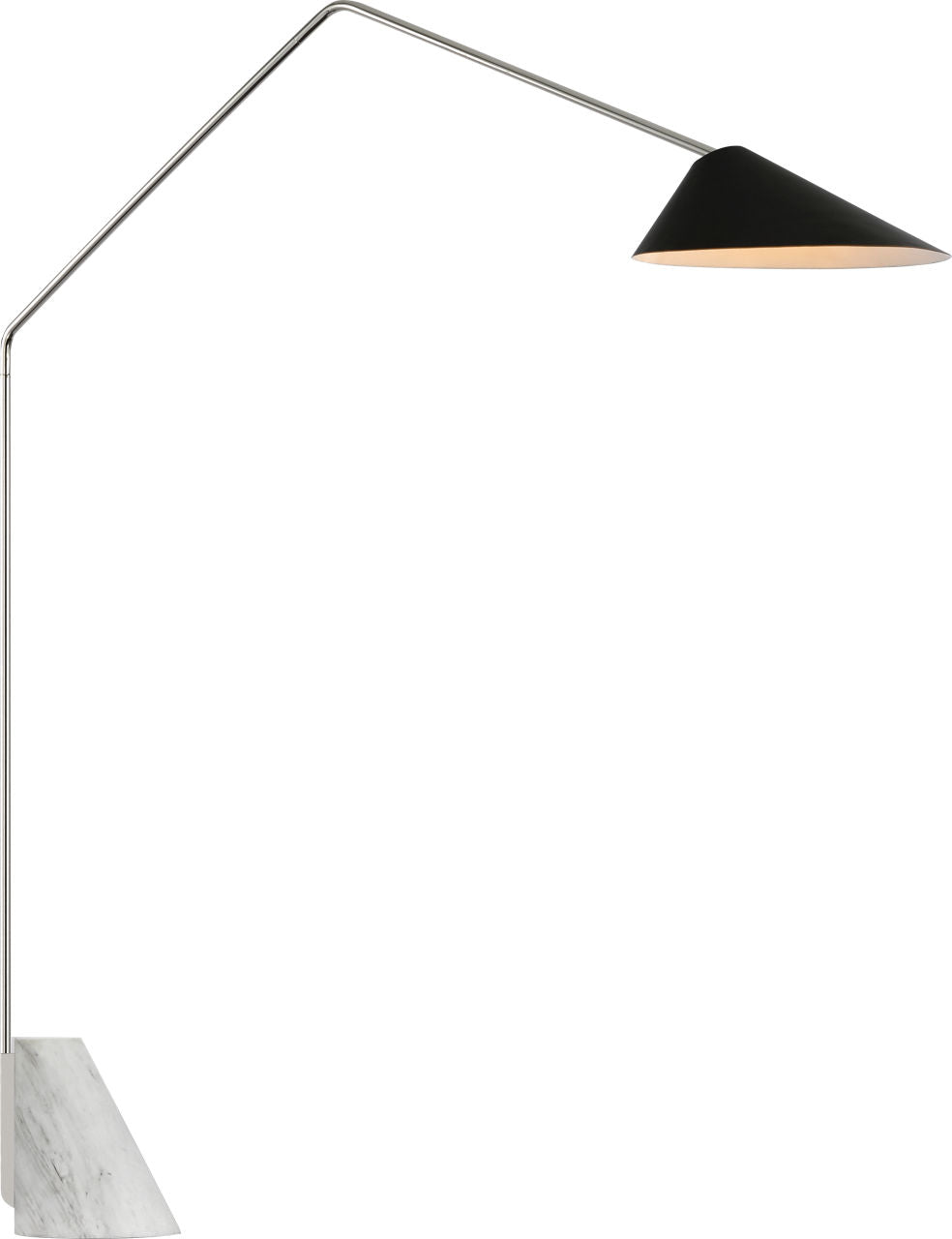 Lorna Extra Large Arc Floor Lamp | Polished Nickel | Black Shade