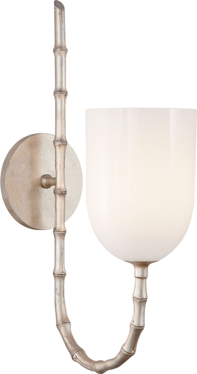 Edgemere Wall Light | Burnished Silver Leaf | White Glass