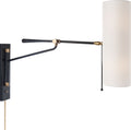 Frankfort Articulating Wall Light | Black and Hand-Rubbed Antique Brass Accents | Linen Shade