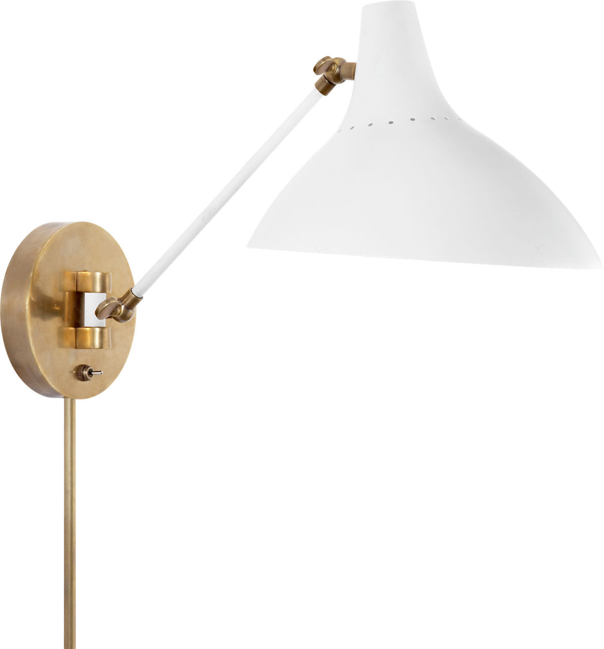 Charlton Wall Light | White and Hand-Rubbed Antique Brass