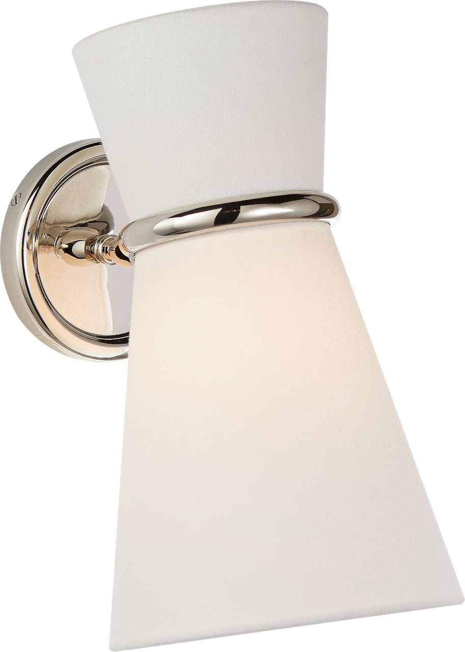 Clarkson Small Single Pivoting Sconce | Polished Nickel | Linen Shade