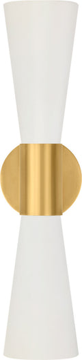 Clarkson Medium Narrow Sconce | Hand-Rubbed Antique Brass and White