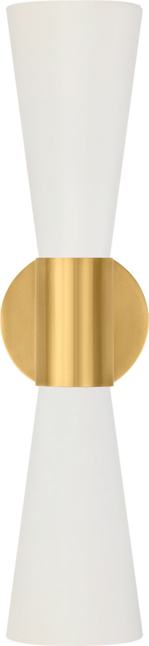 Clarkson Medium Narrow Sconce | Hand-Rubbed Antique Brass and White