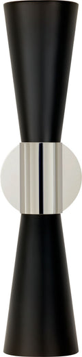 Clarkson Medium Narrow Sconce | Polished Nickel and Black