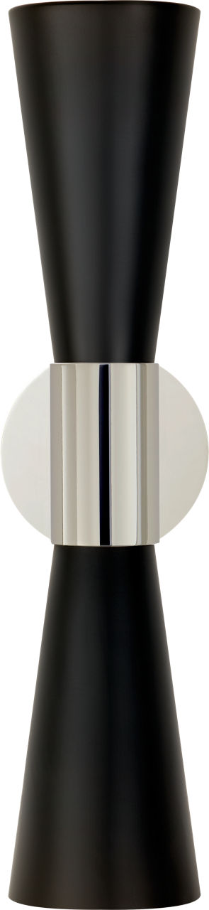 Clarkson Medium Narrow Sconce | Polished Nickel and Black