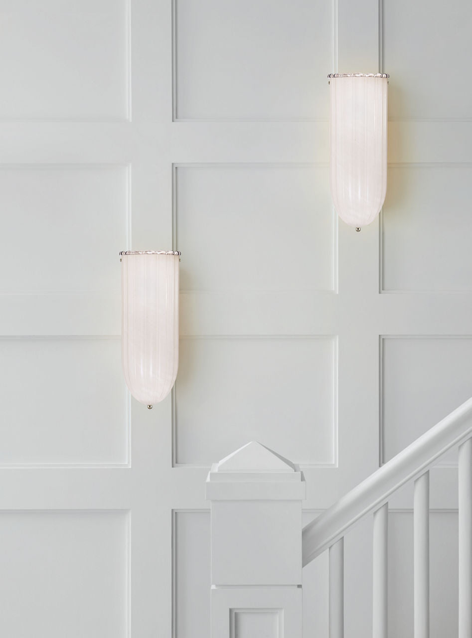 Rosehill Linear Wall Light | Polished Nickel | White Strie Glass