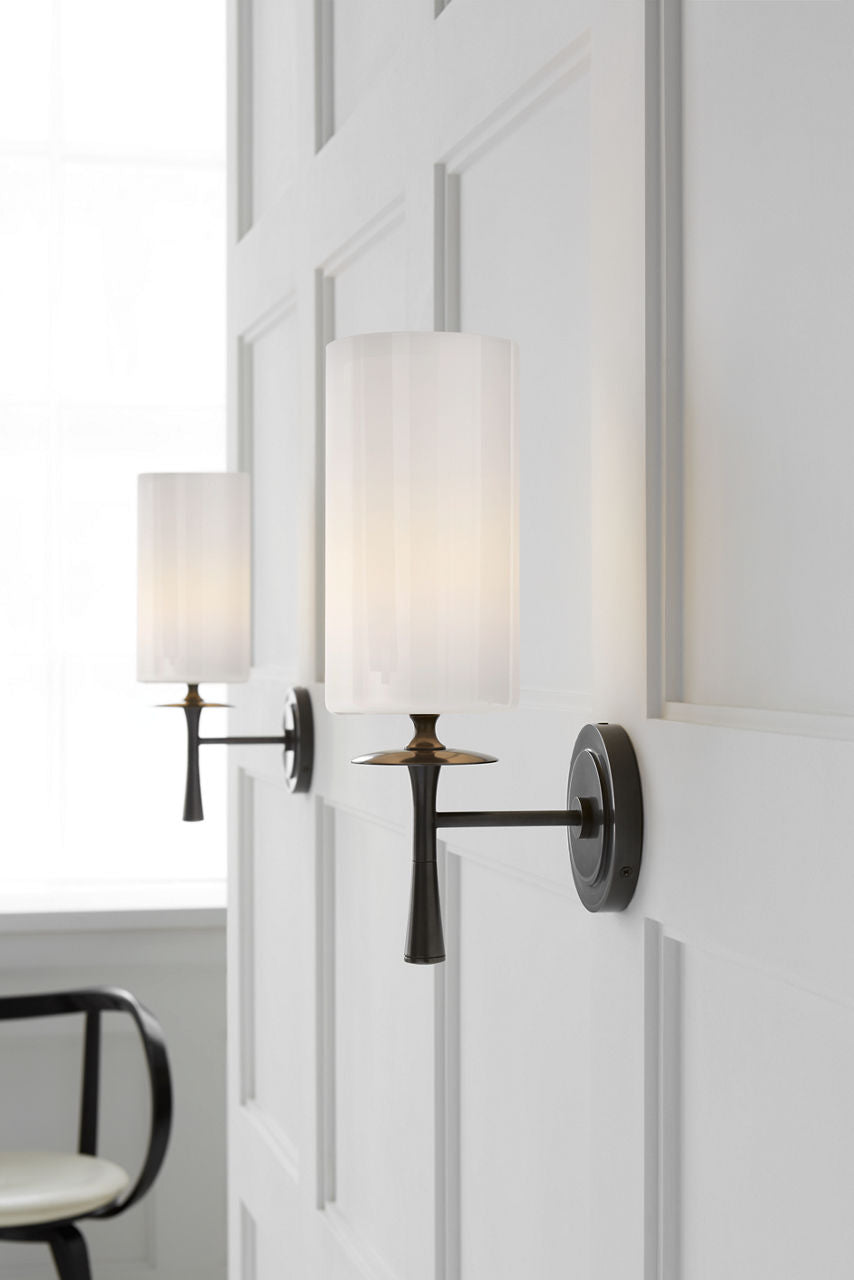 Drunmore Single Sconce | Bronze | White Glass Shade