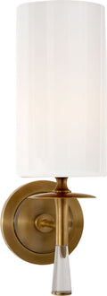 Drunmore Single Sconce | Hand-Rubbed Antique Brass and Crystal | White Glass Shade